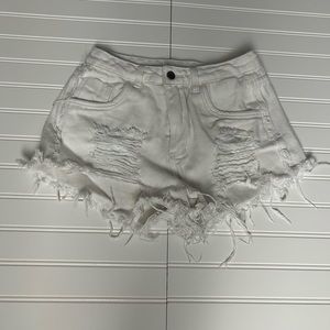 White jean shorts from Shein. Size: Small in women’s